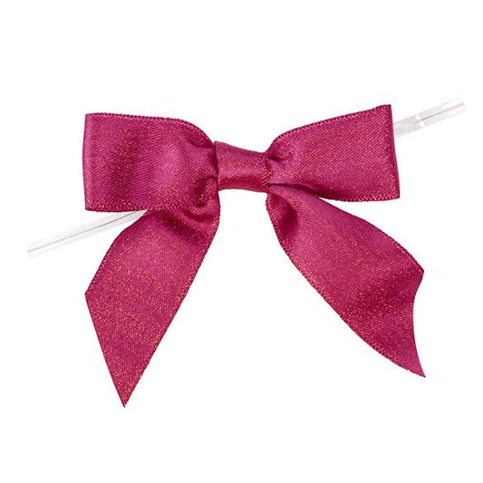 Metallic Hot Pink/Burgundy Pre-tied Bow 3 1/2" 25 pack