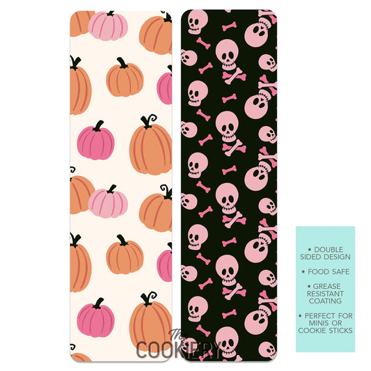 PUMPKINS AND SKULLS GREASE-RESISTANT FOOD SAFE COOKIE CARD BACKERS - THE COOKIERY