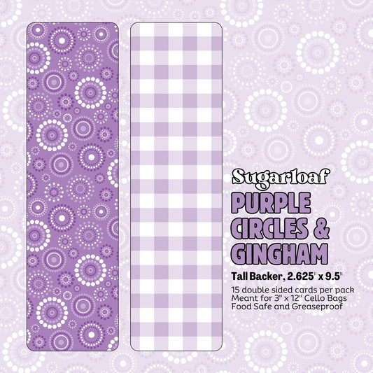 Purple Circles & Gingham - 9.5" x 2.625" Tall Backers