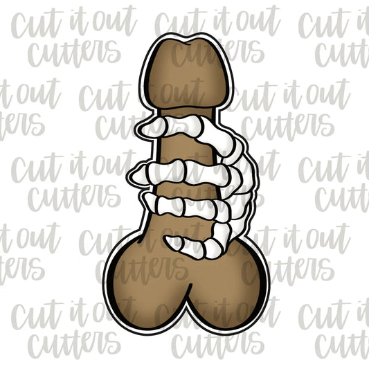 Hallo-WEENS Skeleton Hand Penis Cookie Cutter 3"