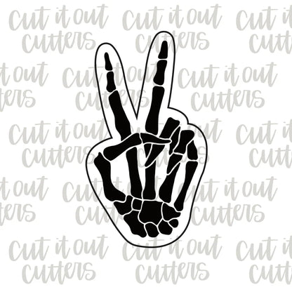 Skeleton Peace Out Hand Cookie Cutter & Stencil Combo - 4"