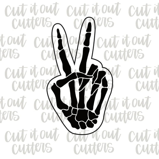 Skeleton Peace Out Hand Cookie Cutter & Stencil Combo - 4"