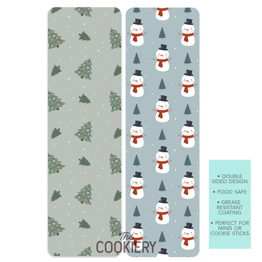 SNOWMAN CHRISTMAS TREE GREASE-RESISTANT FOOD SAFE COOKIE CARD BACKERS